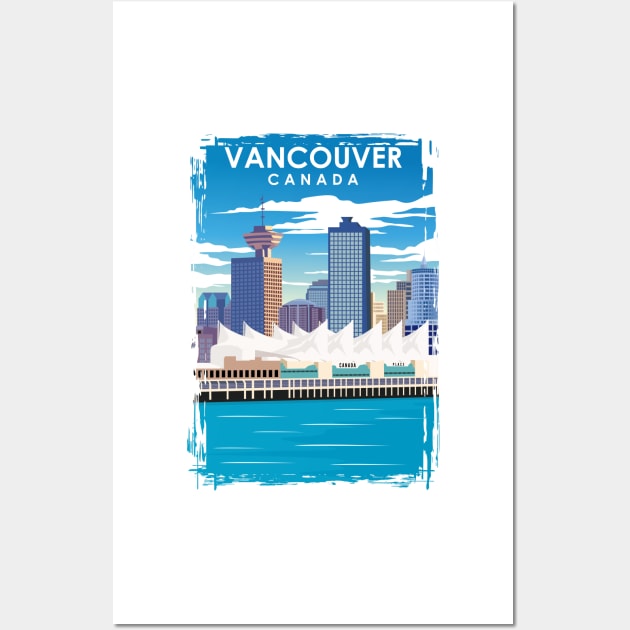 Vancouver Canada Vintage Minimal Travel Poster Wall Art by jornvanhezik